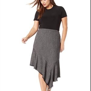 NWT! Anne Klein white/black tweed Asymetrical Skirt